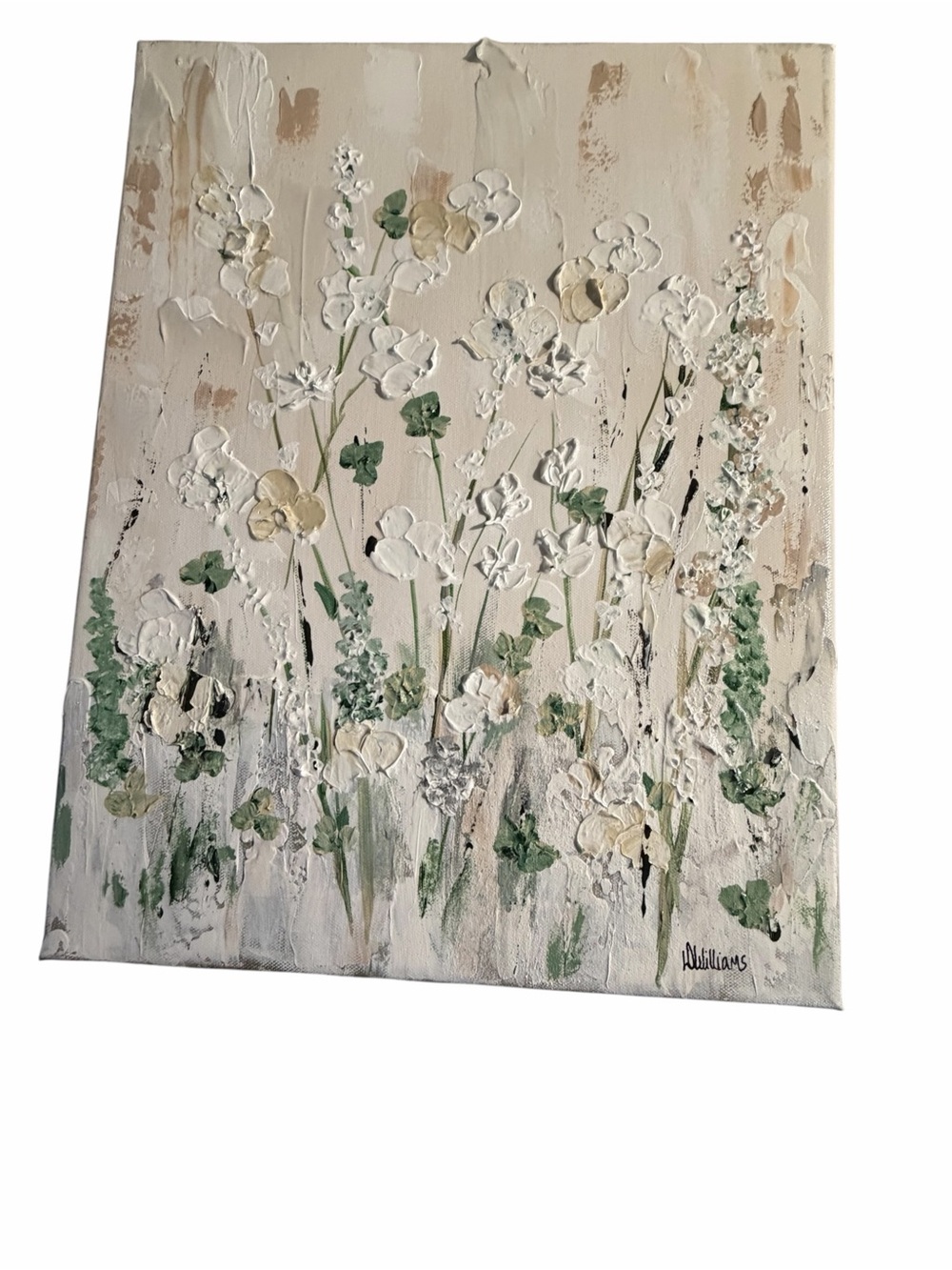 Original Artwork Acrylic on Canvas Wildflowers against Light Textured Background